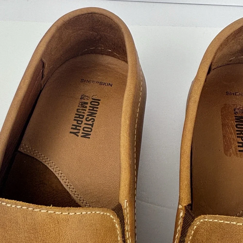 Johnston & Murphy Sheepskin Penny Loafers Tan Leather Driving Shoes 11M 25-3662